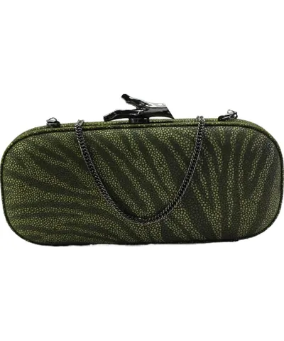 Diane von Furstenberg Womens Tiger Striped Clutch Handbag With Strap
