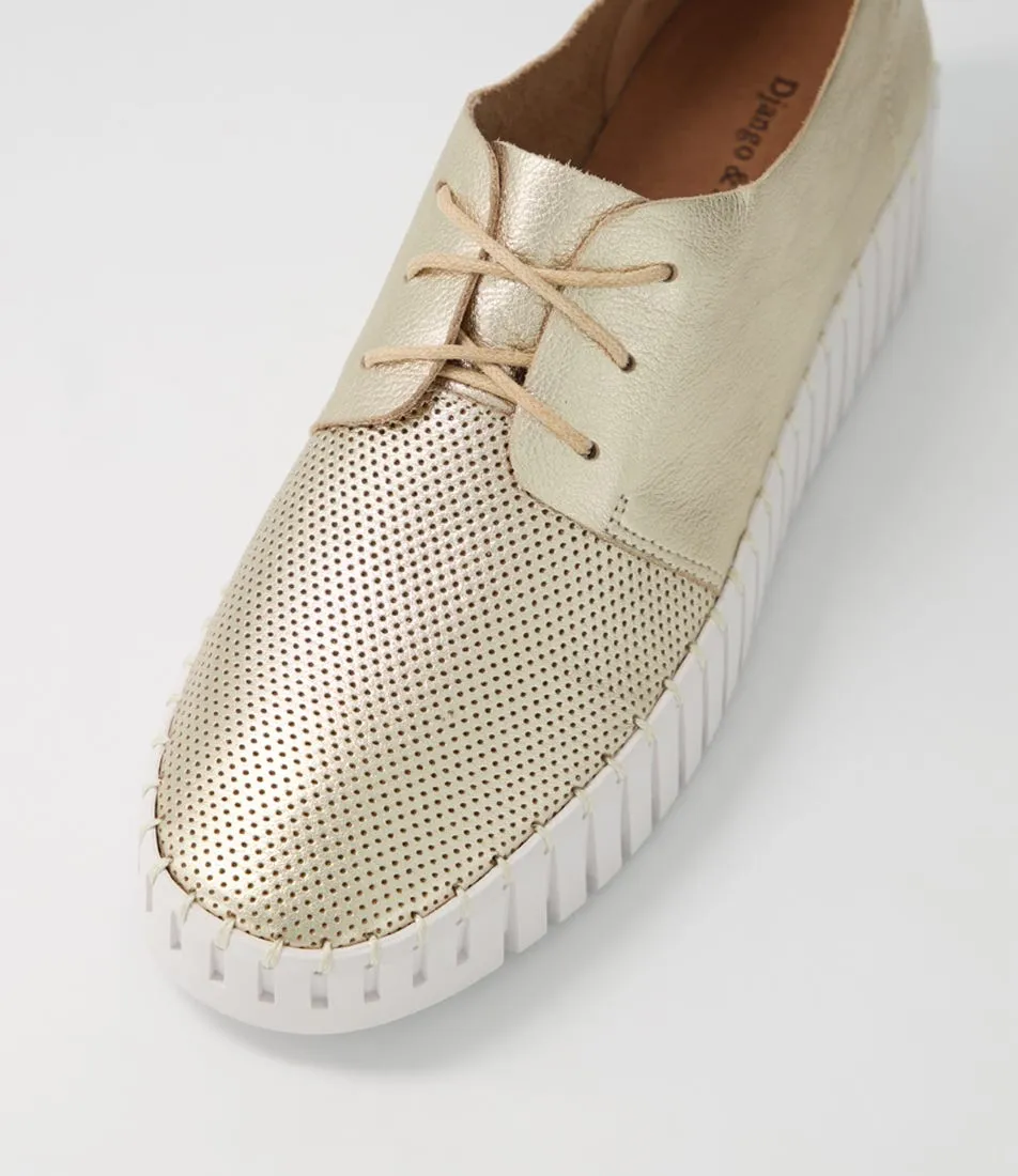DJANGO & JULIETTE Batu Pale Gold Leather Sneakers