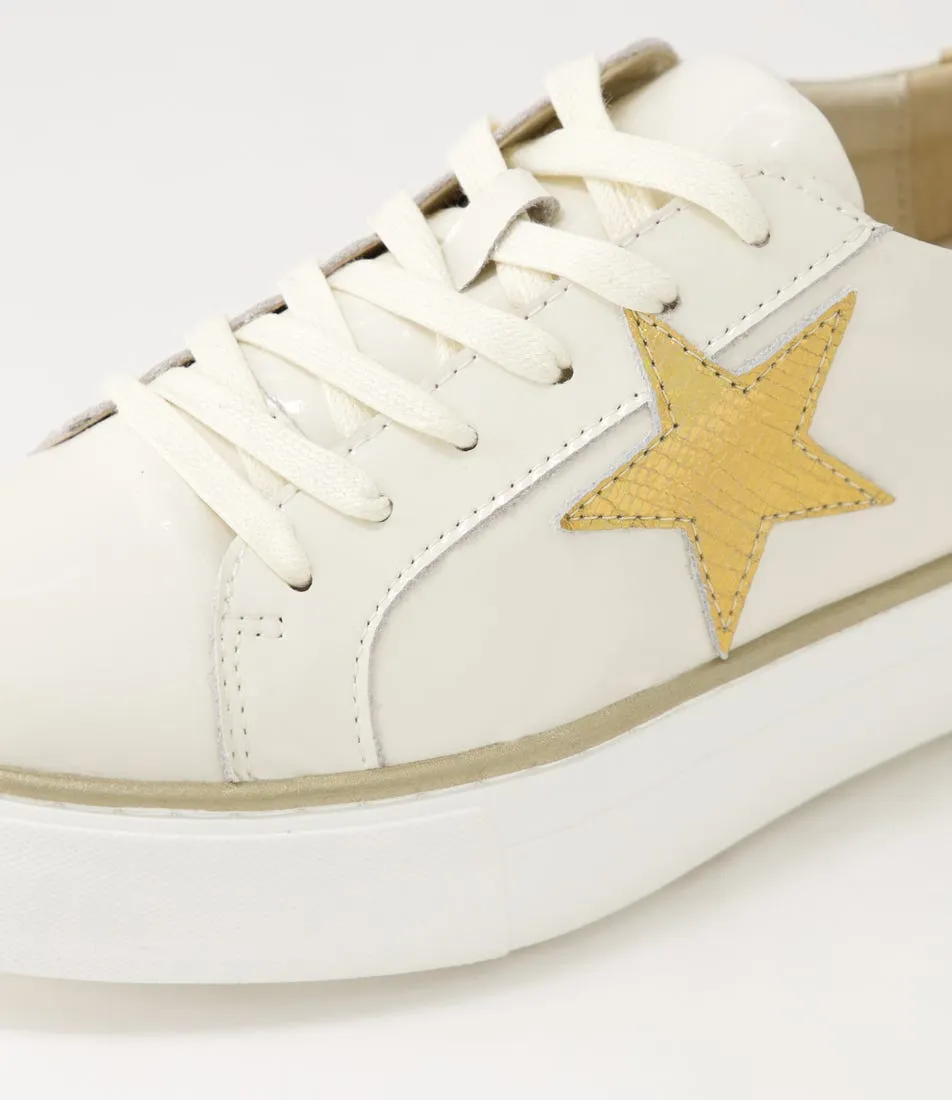 DJANGO & JULIETTE Fonno Ivory Old Gold Patent Lizard Sneakers