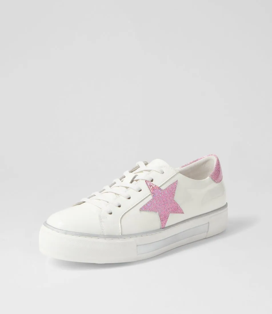 DJANGO & JULIETTE Fonno White Pink Glam Patent Leather Sneakers