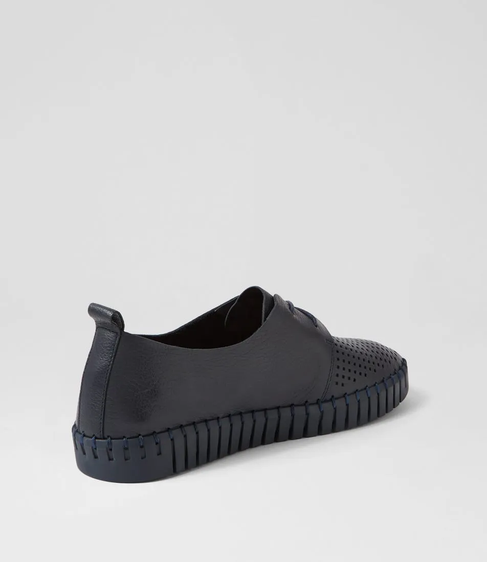 DJANGO & JULIETTE Huston Navy Leather Sneakers