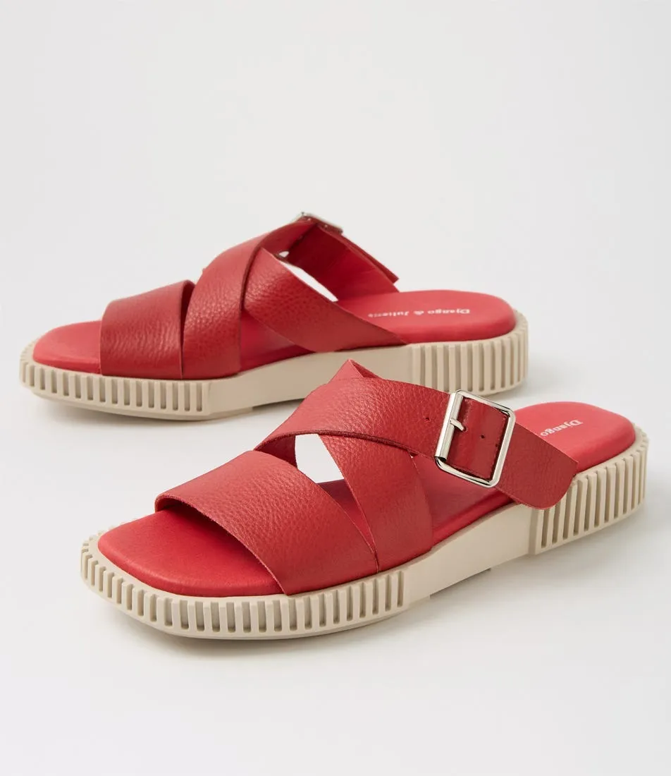 DJANGO & JULIETTE Ippesy Red Almond Tumble Leather Sandals