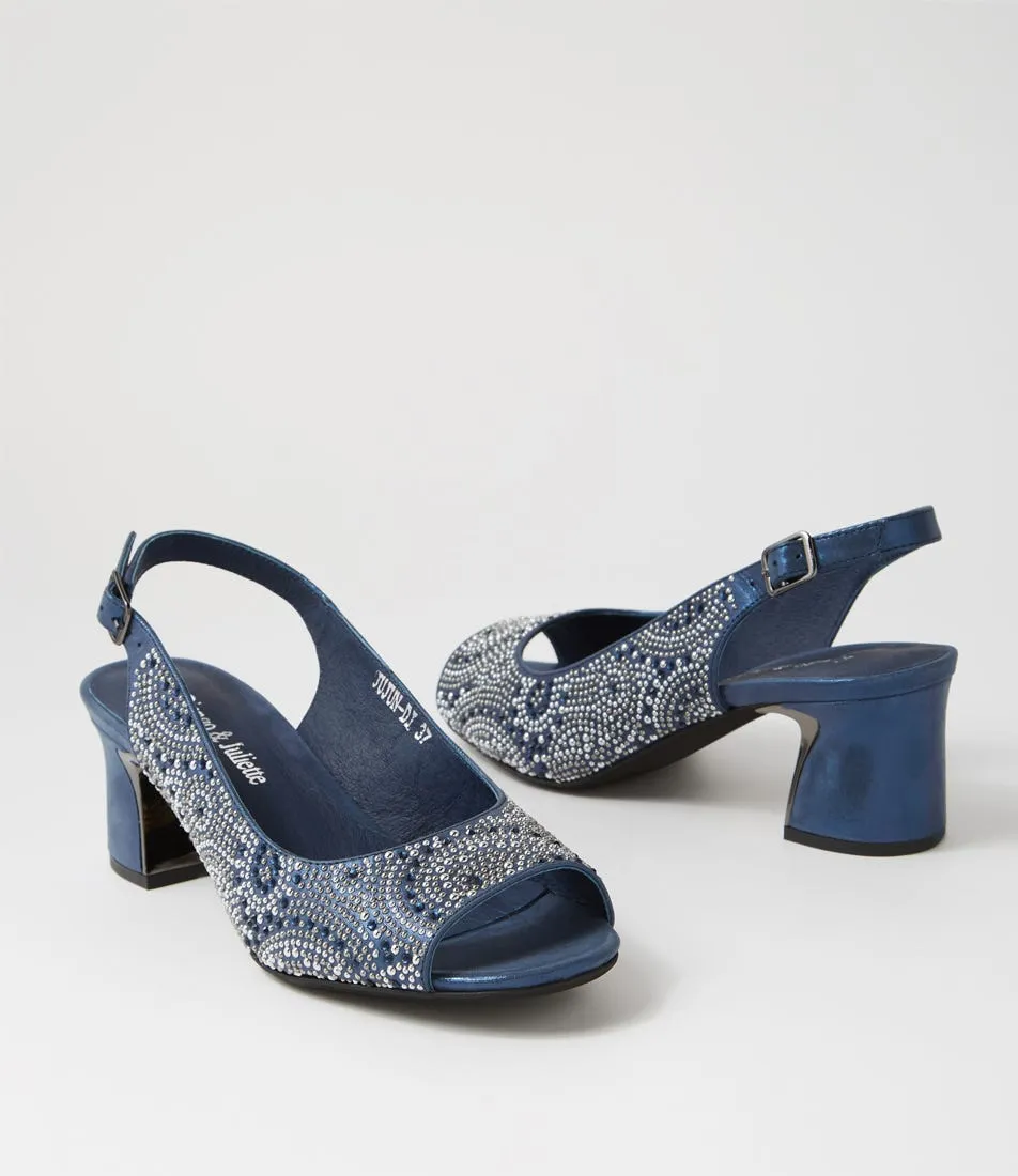 DJANGO & JULIETTE Jujun Navy Shimmer Mix Sandals