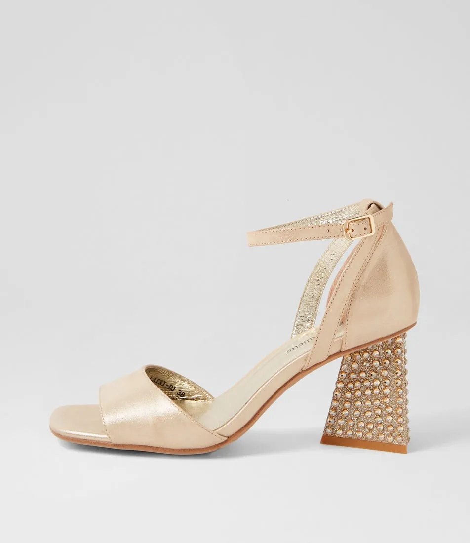 DJANGO & JULIETTE Laixi Gold Shimmer Leather Jewels Sandals