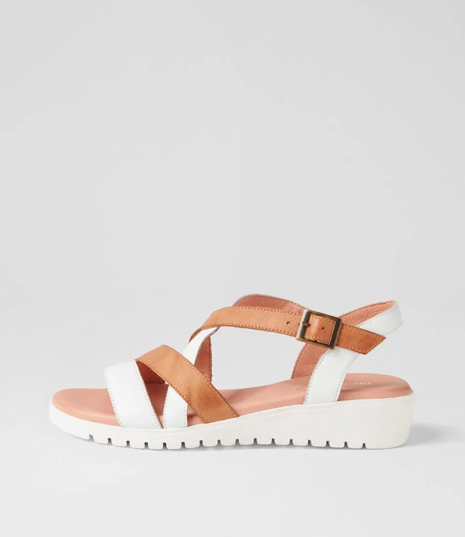 DJANGO & JULIETTE Matedy White Dark Tan Multi Sandals