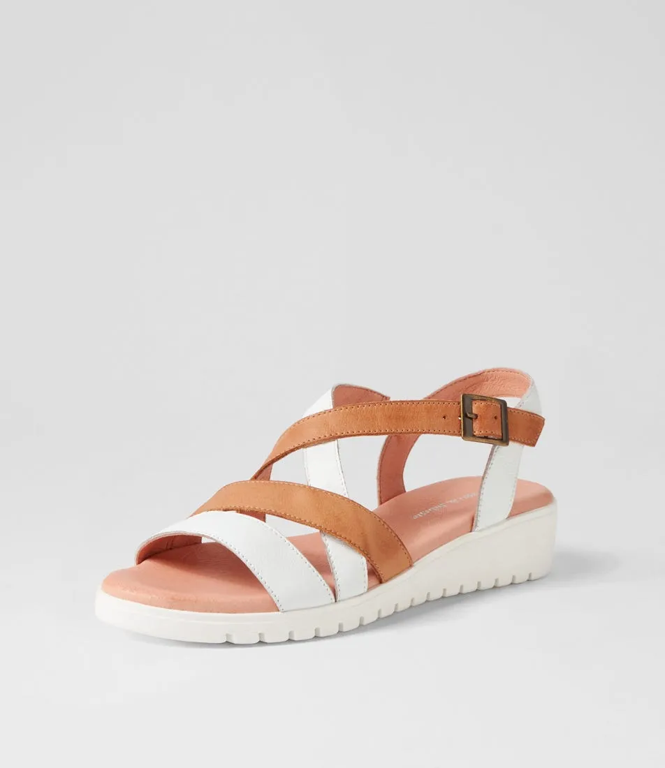 DJANGO & JULIETTE Matedy White Dark Tan Multi Sandals