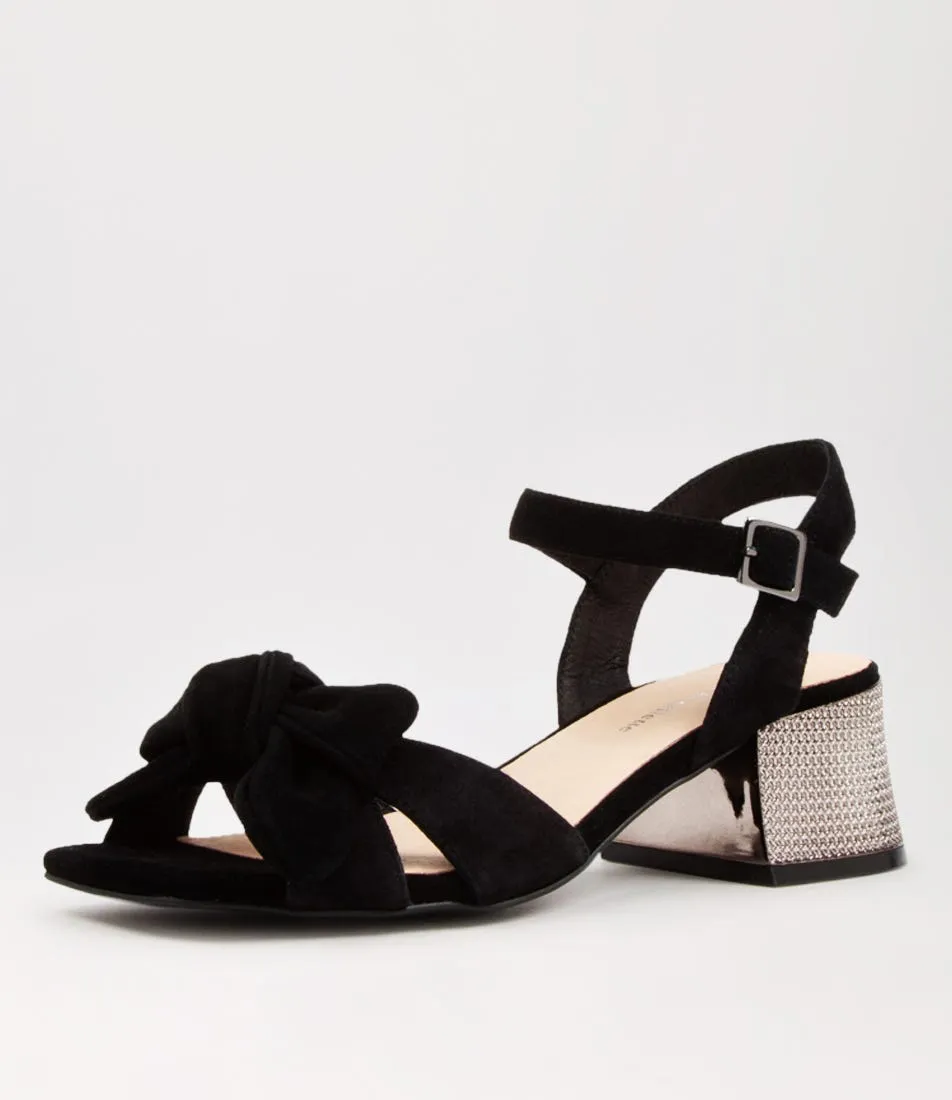 DJANGO & JULIETTE Nadeer Black Suede Sandals Ph