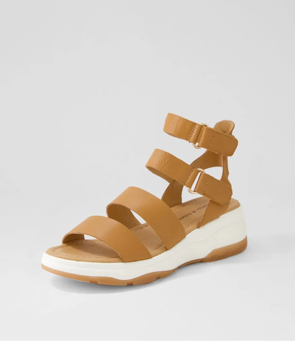 DJANGO & JULIETTE Ommo Dark Tan White Leather Sandals