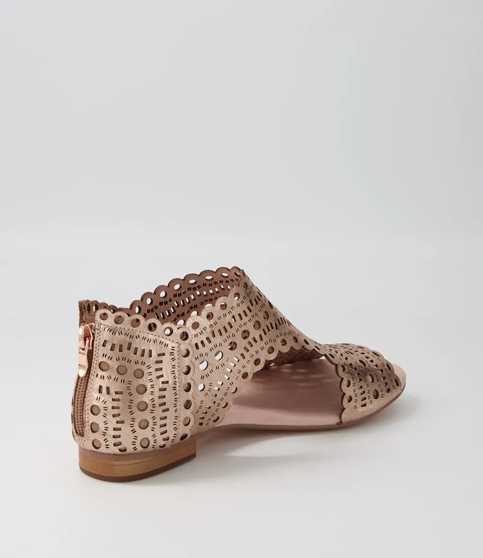 DJANGO & JULIETTE Powers Rose Gold Scratch Leather Sandals