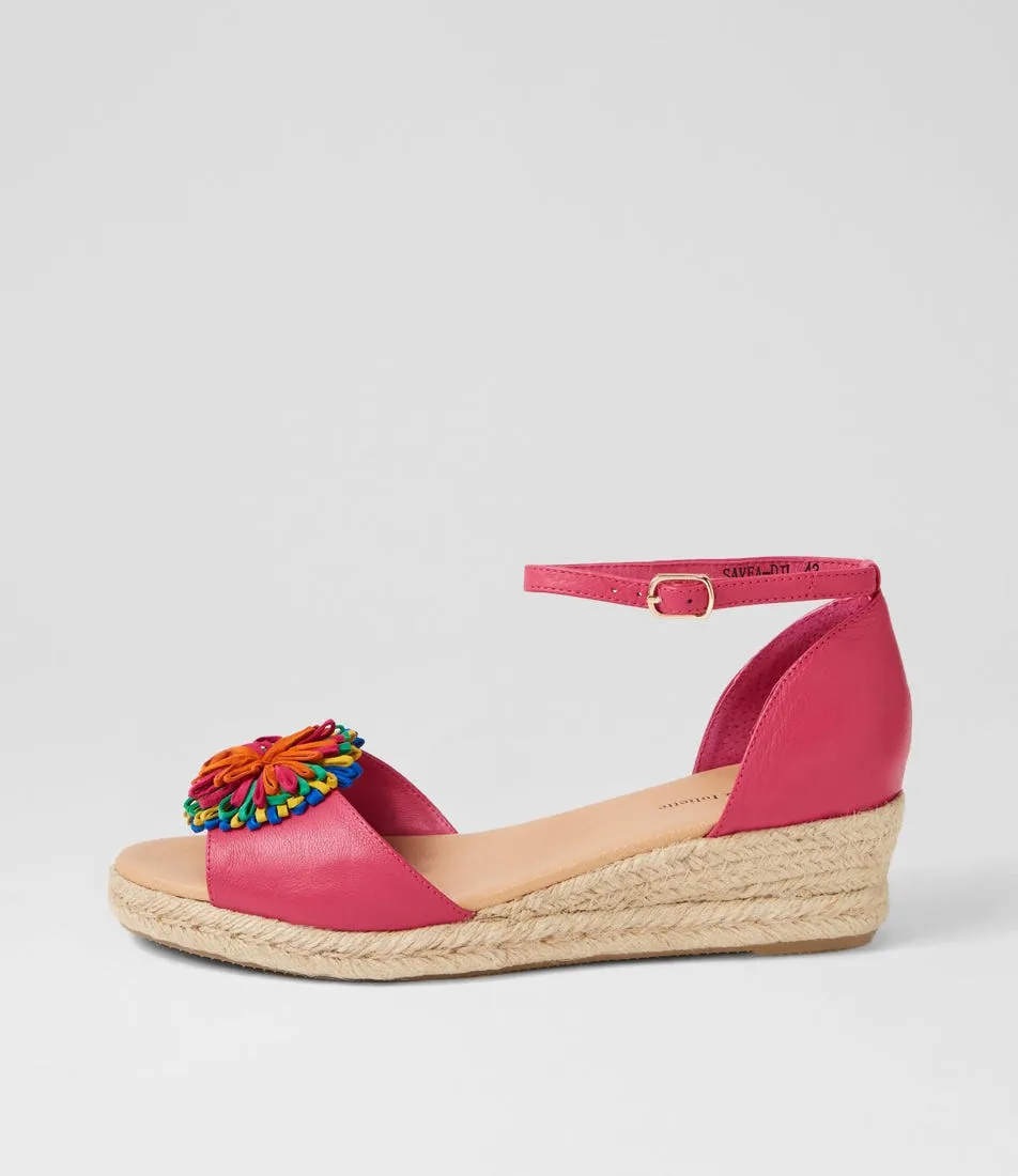 DJANGO & JULIETTE Savea Lrg Fuchsia Bright Leather Suede Sandals