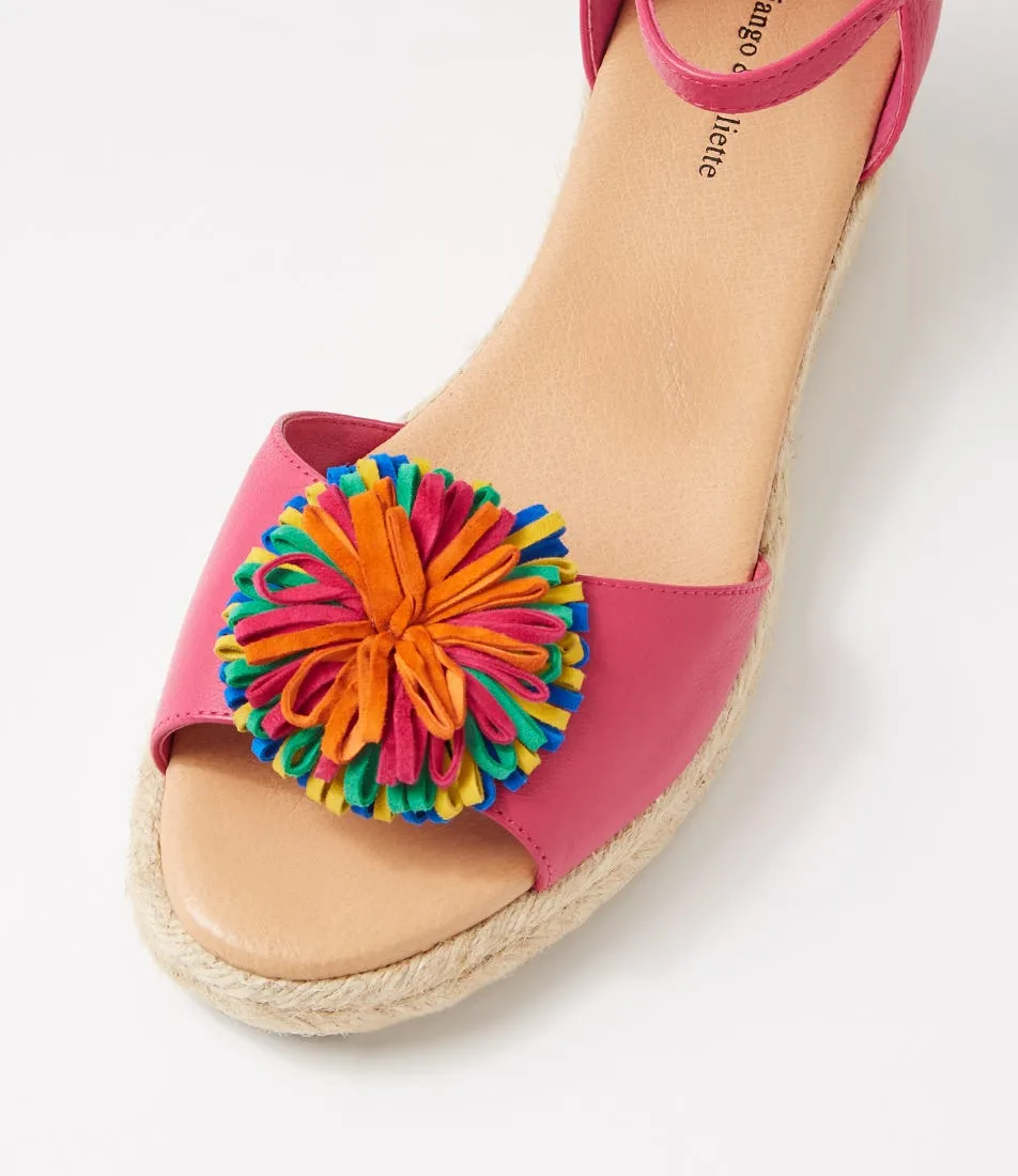 DJANGO & JULIETTE Savea Lrg Fuchsia Bright Leather Suede Sandals