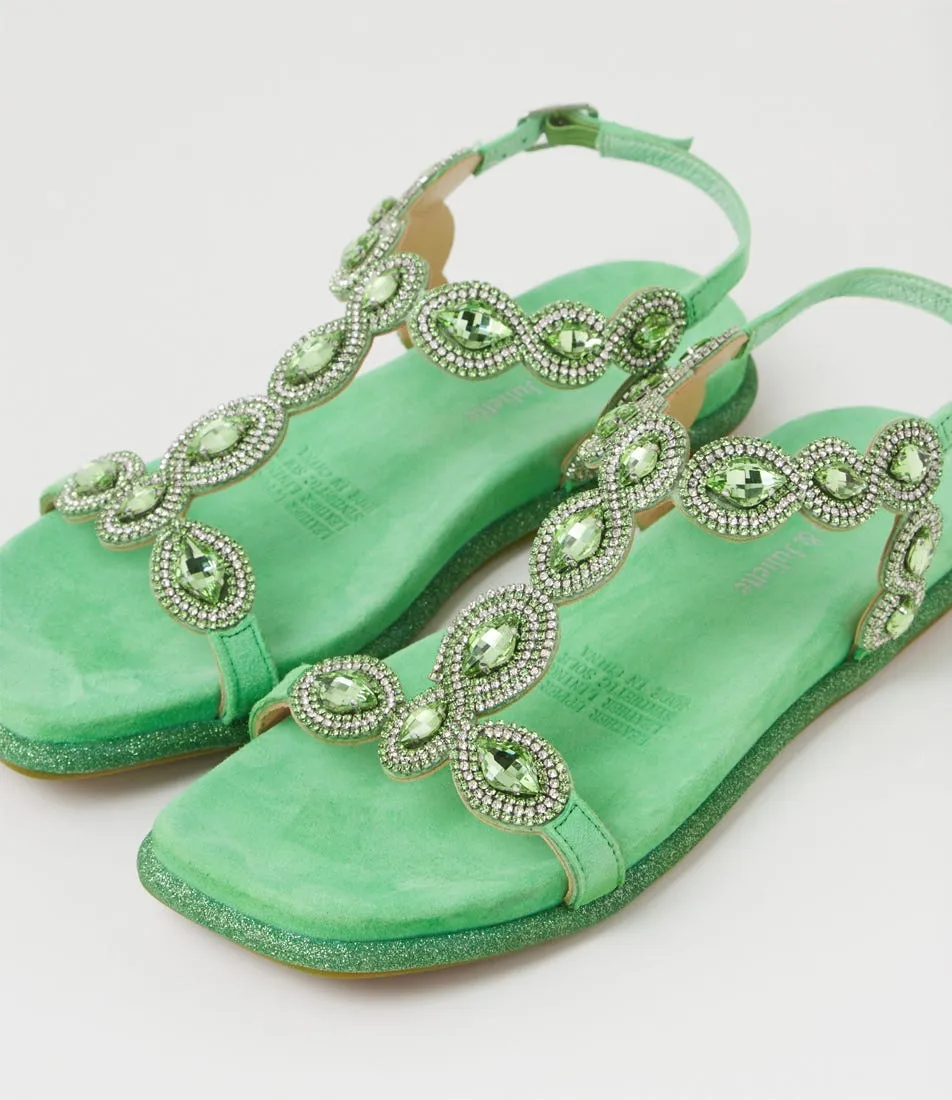 DJANGO & JULIETTE Yanni Lime Suede Jewels Sandals