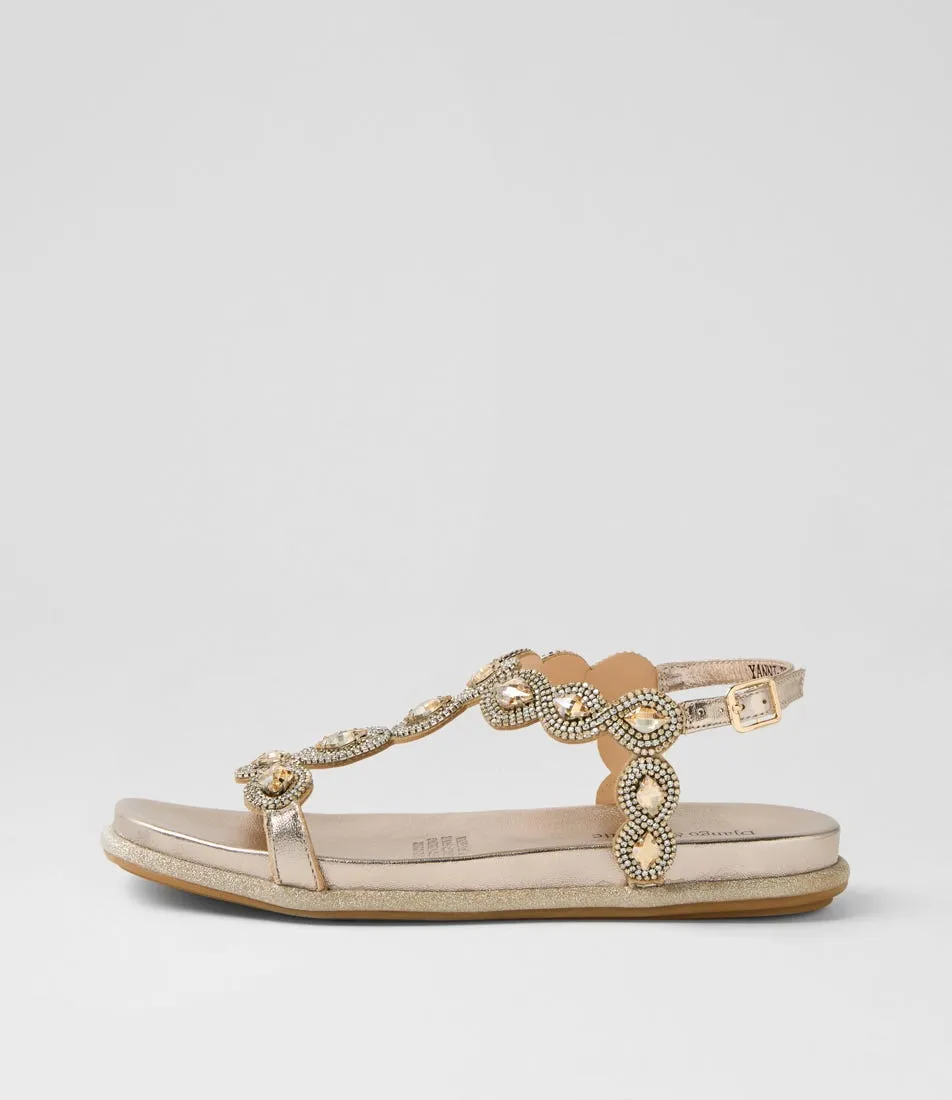 DJANGO & JULIETTE Yanni Platino Leather Jewels Sandals