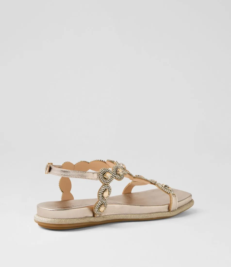 DJANGO & JULIETTE Yanni Platino Leather Jewels Sandals
