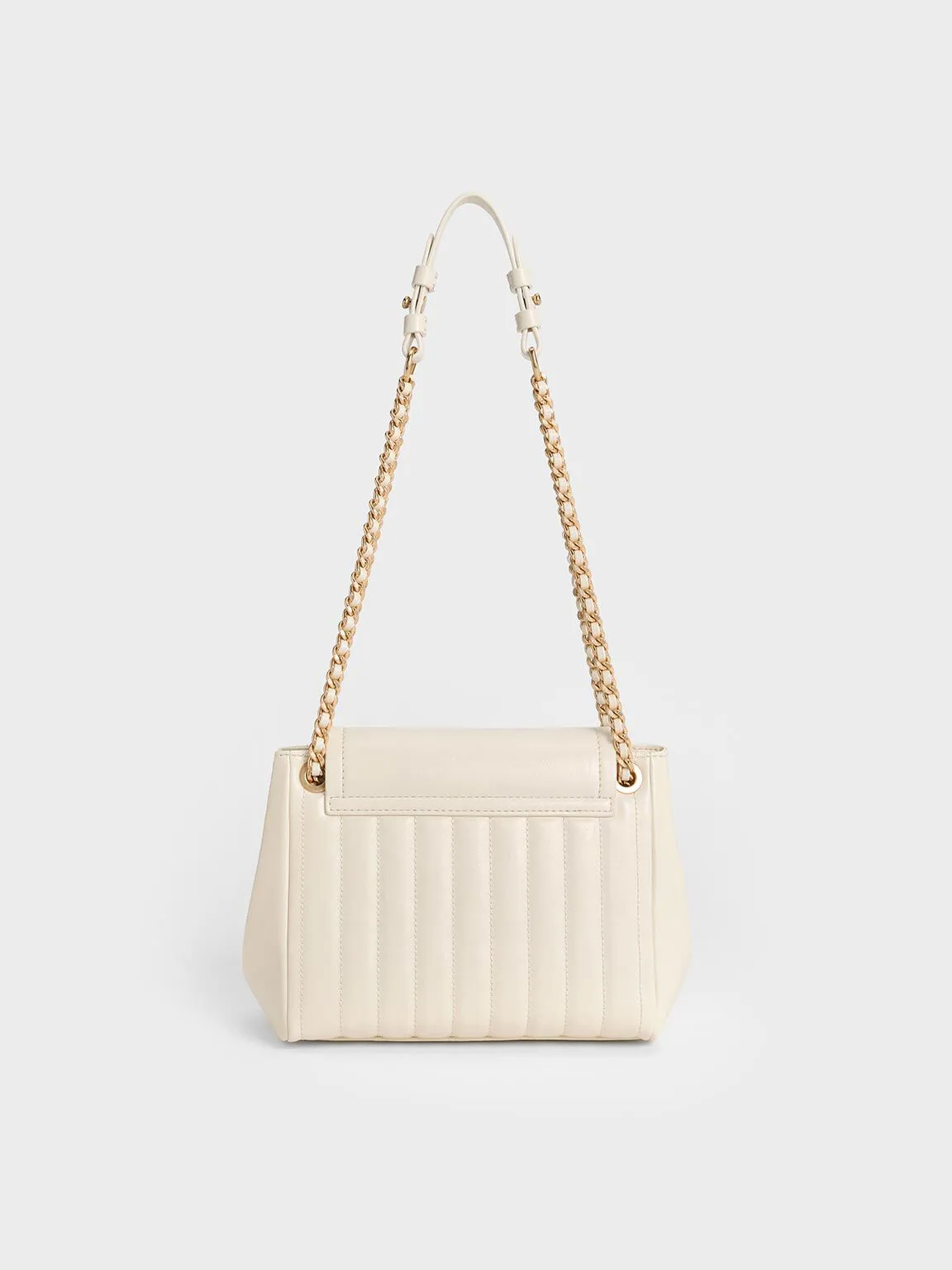 Donna Crinkle-Effect Shoulder Bag - Cream