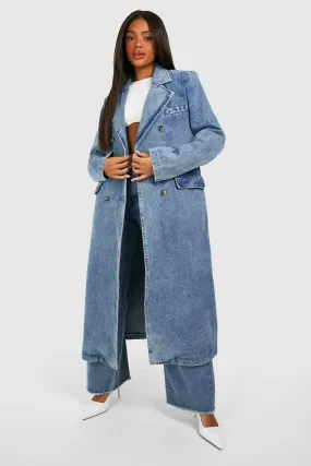 Double Breasted Denim Trench Coat