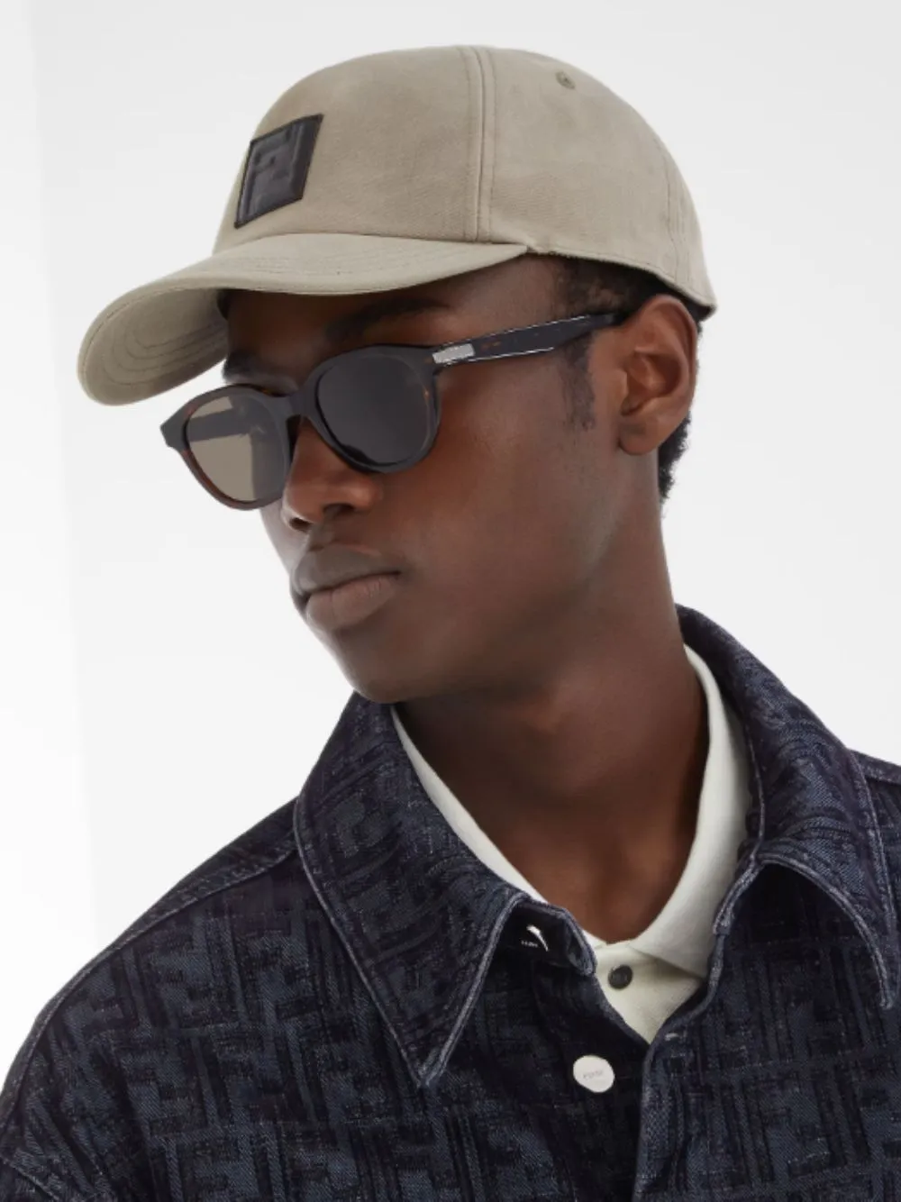 Dove Grey Cotton Baseball Cap with Leather Patch