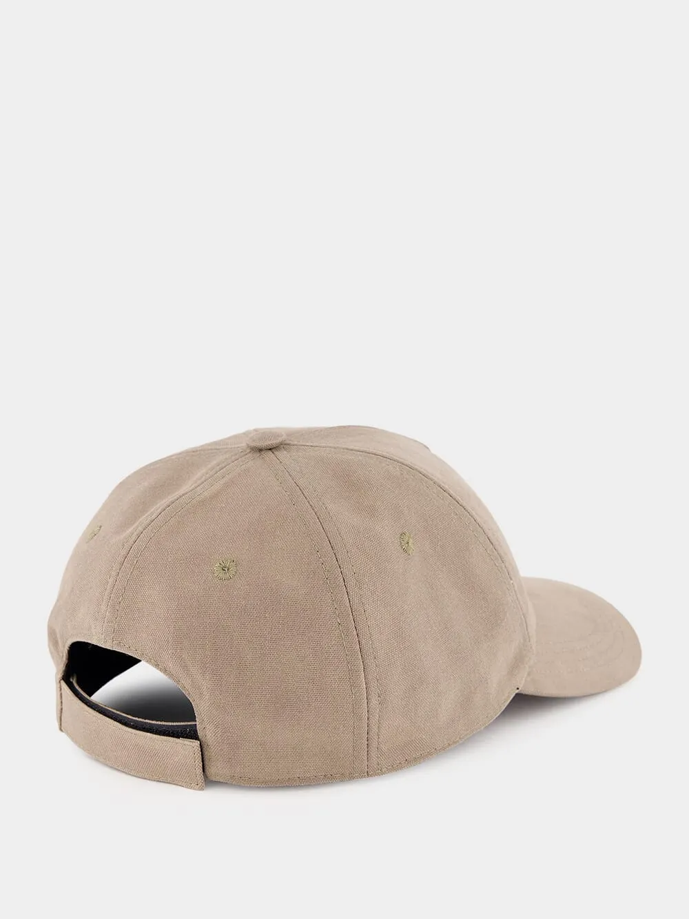 Dove Grey Cotton Baseball Cap with Leather Patch