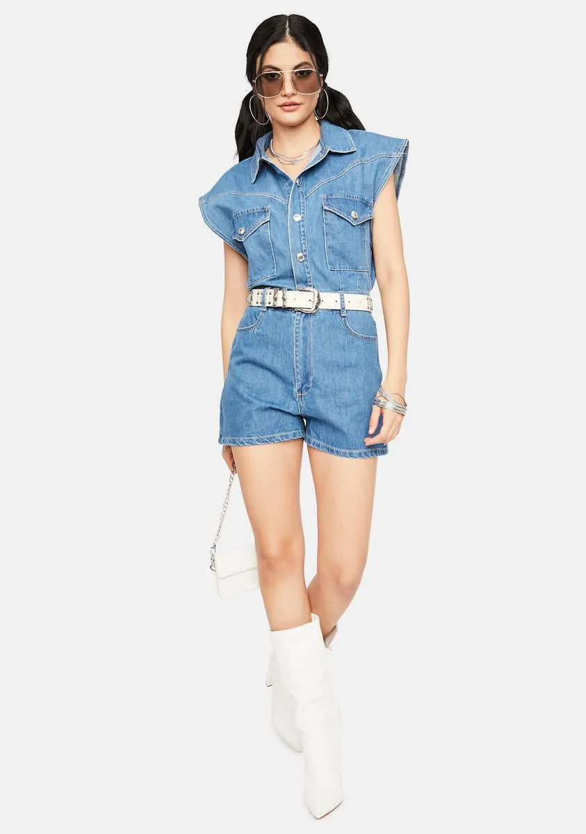 Downtown Cutie Denim Romper-