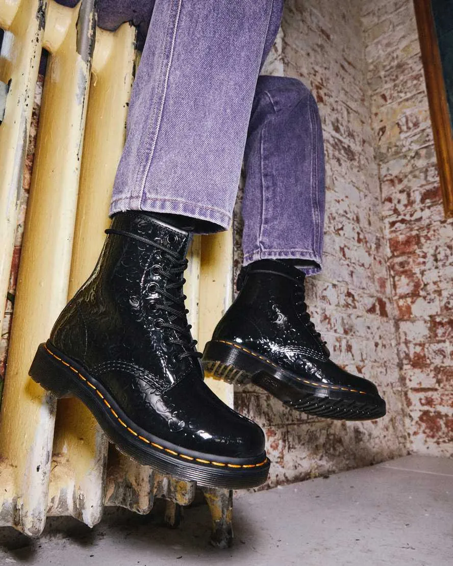 DR MARTENS 1460 LEOPARD EMBOSS PATENT LEATHER - BLACK