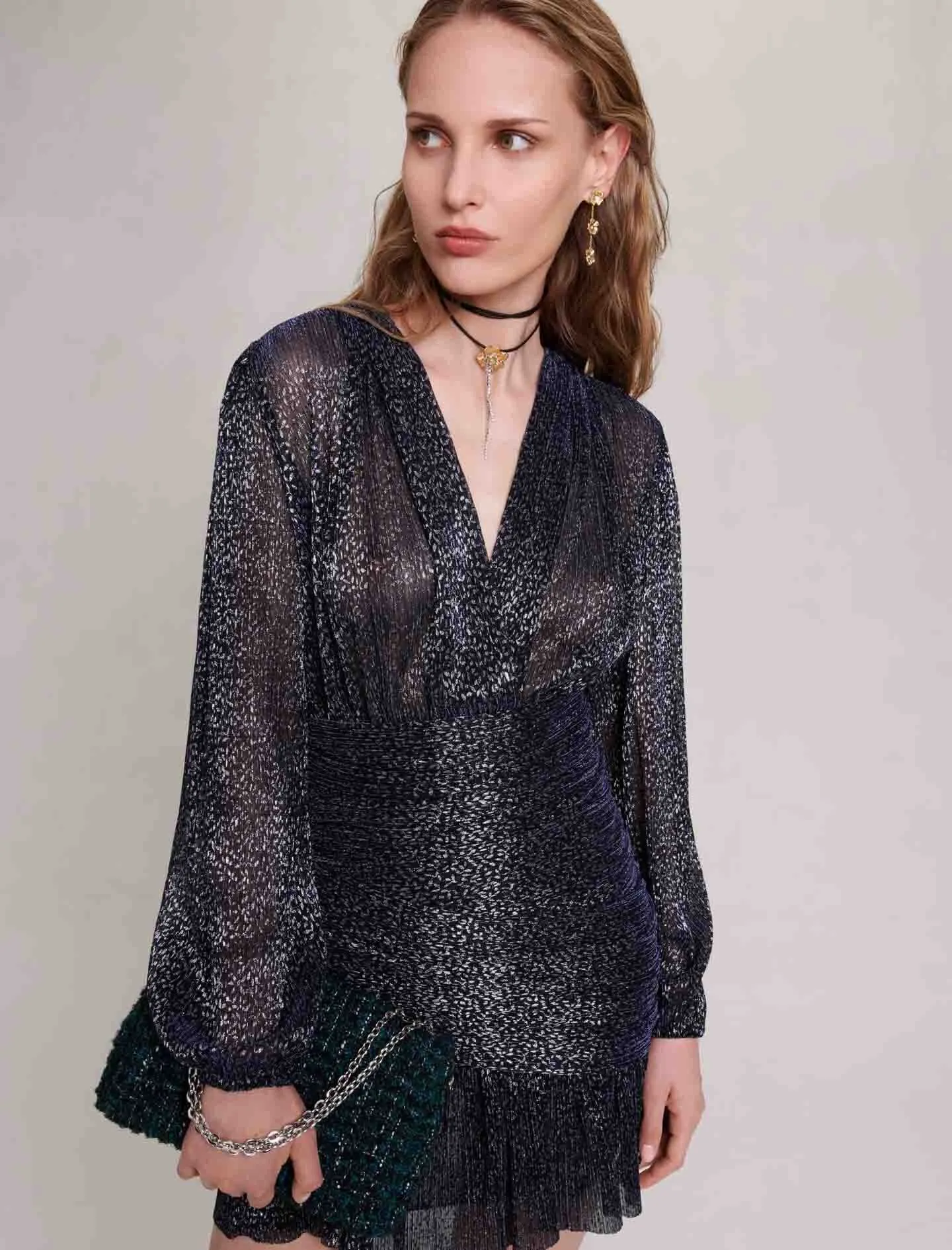 Draped lurex dress