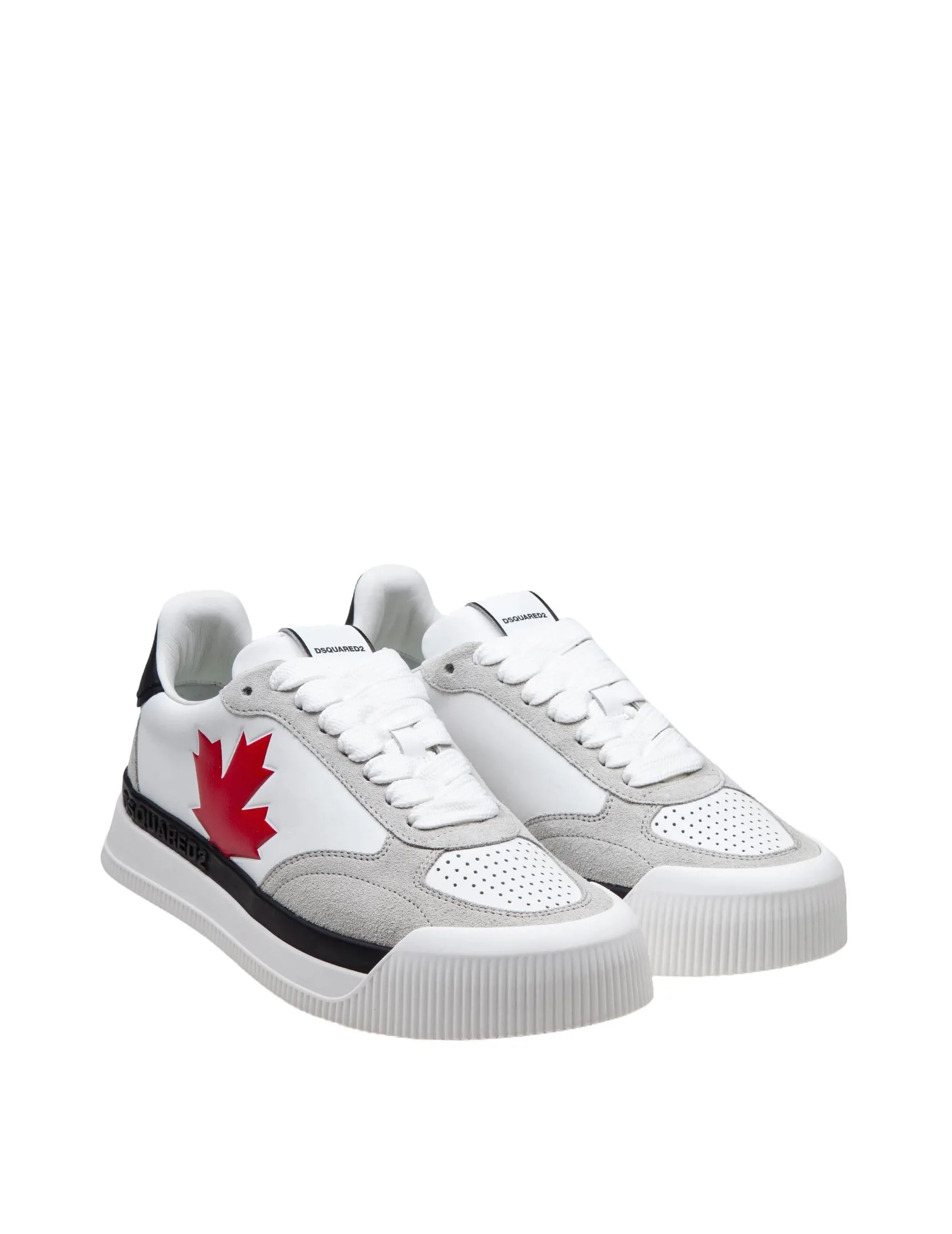 DSQUARED2 NEW JERSEY SNEAKERS IN WHITE AND RED LEATHER