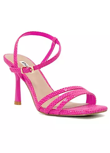Dune London Magnum Pink Reptile Barely There Heeled Sandals | Grattan