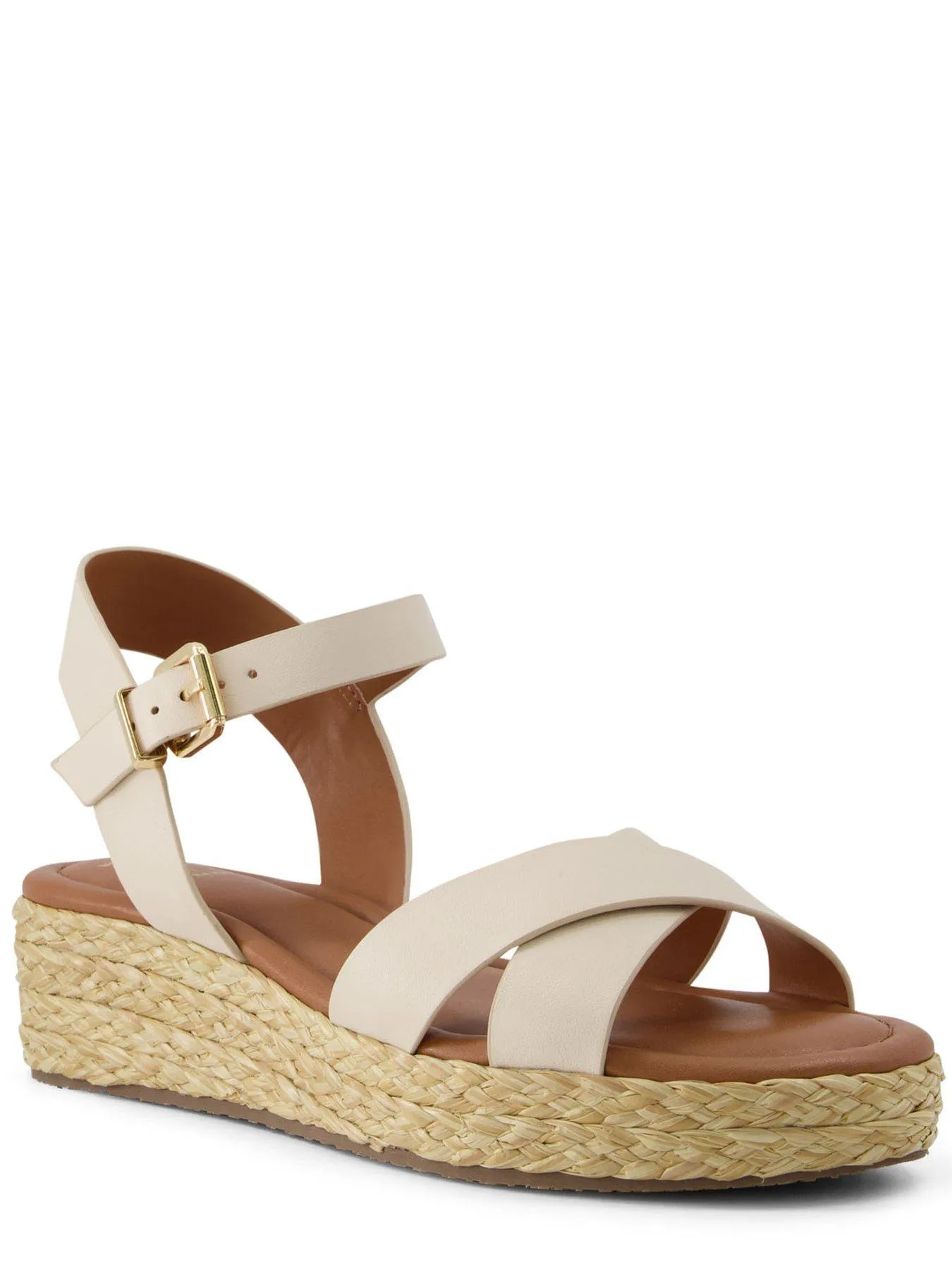 Dune London Wide Fit Linnie Ecru Woven Flatform Sandals