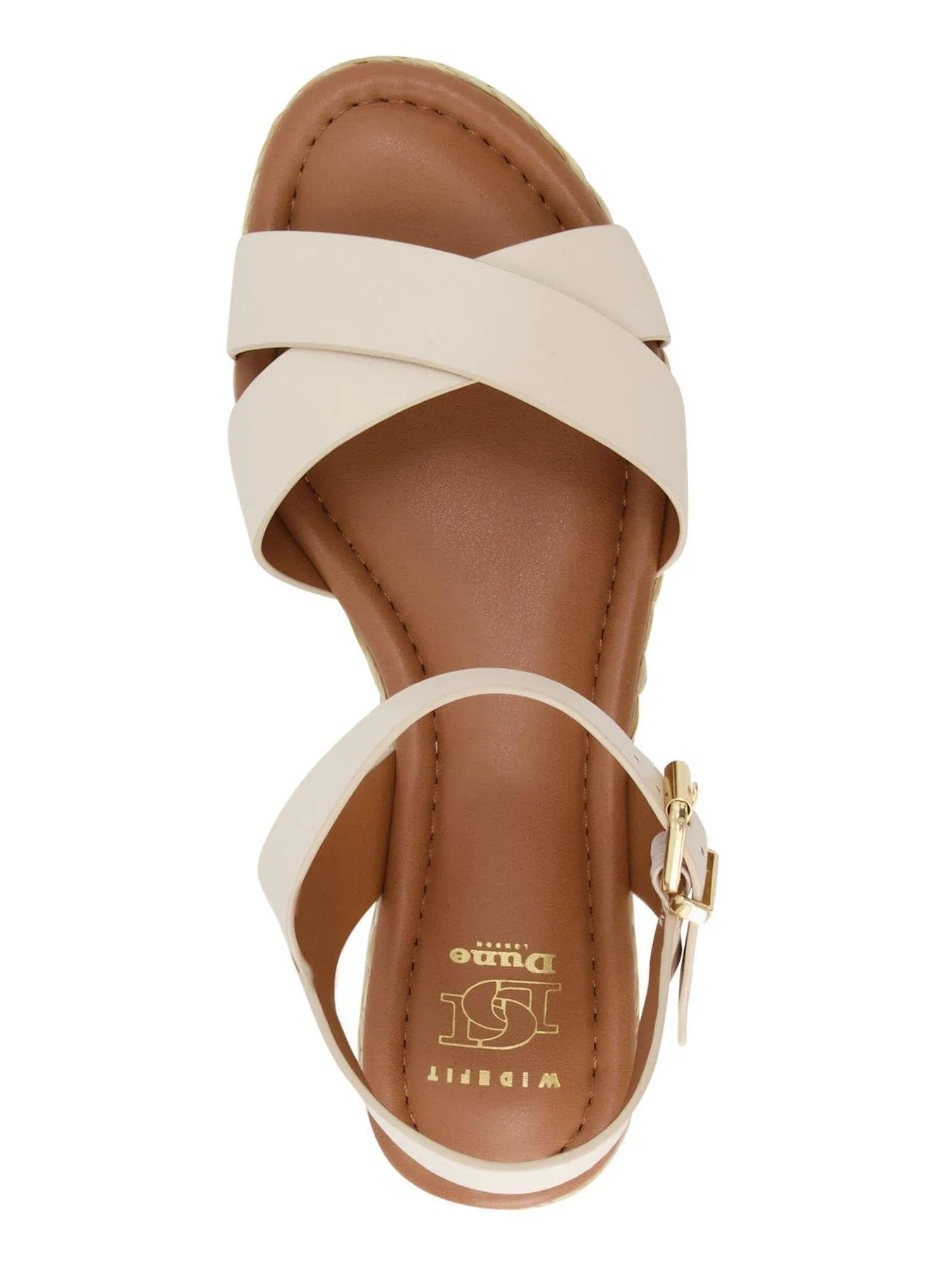 Dune London Wide Fit Linnie Ecru Woven Flatform Sandals