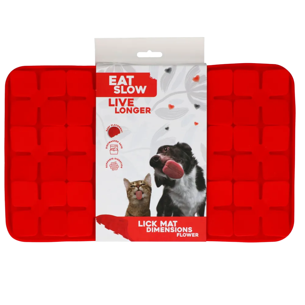 Eat Slow Live Longer Lick Mat Dimensions Flower Red