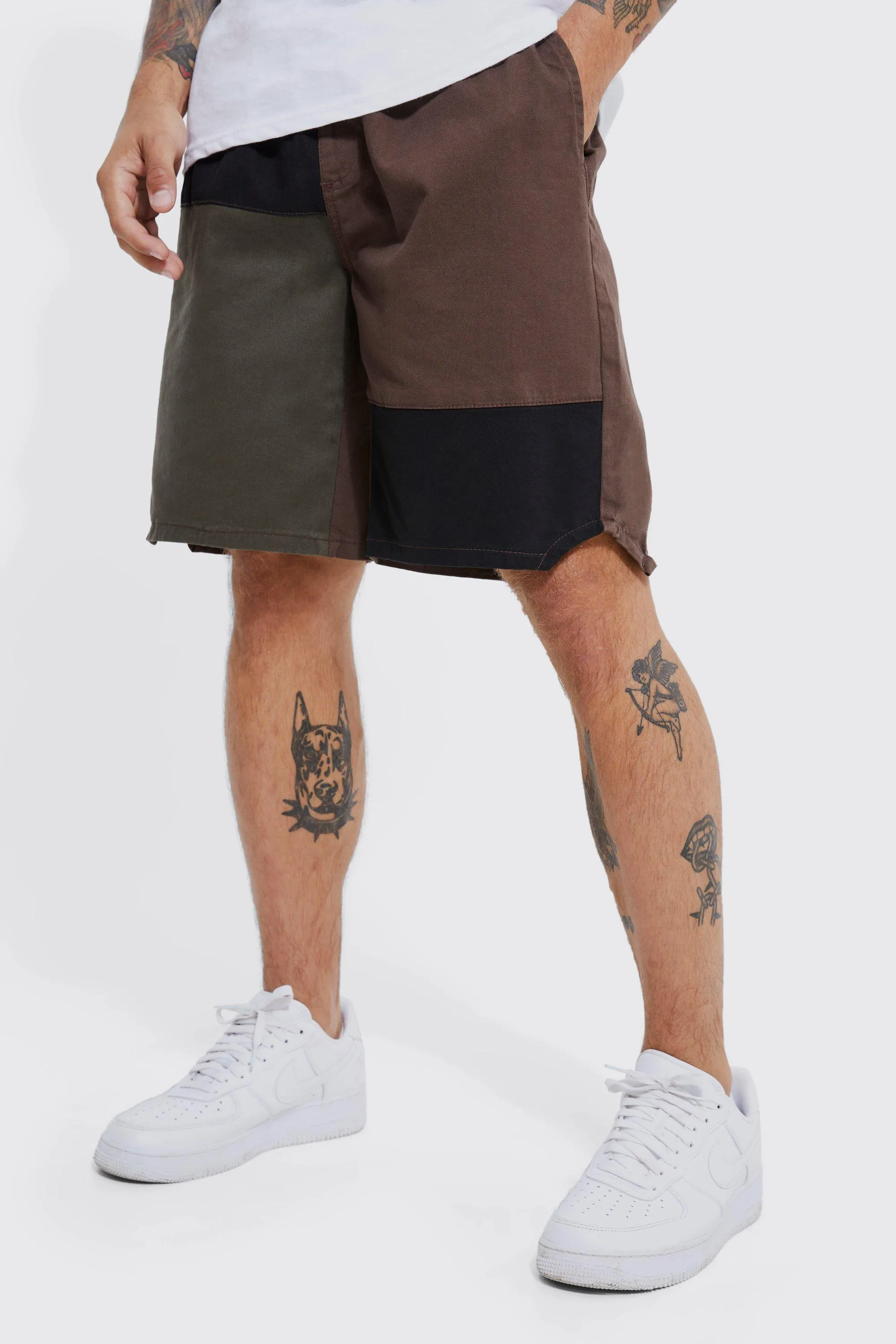 Elastic Waist Basketball Colorblock Short