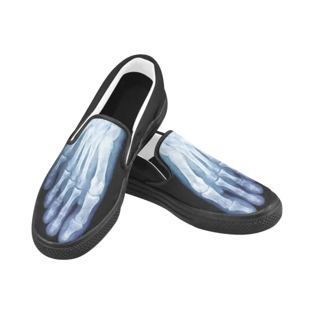 Elliz Women's x-ray skeleton black slip-on skater sneakers