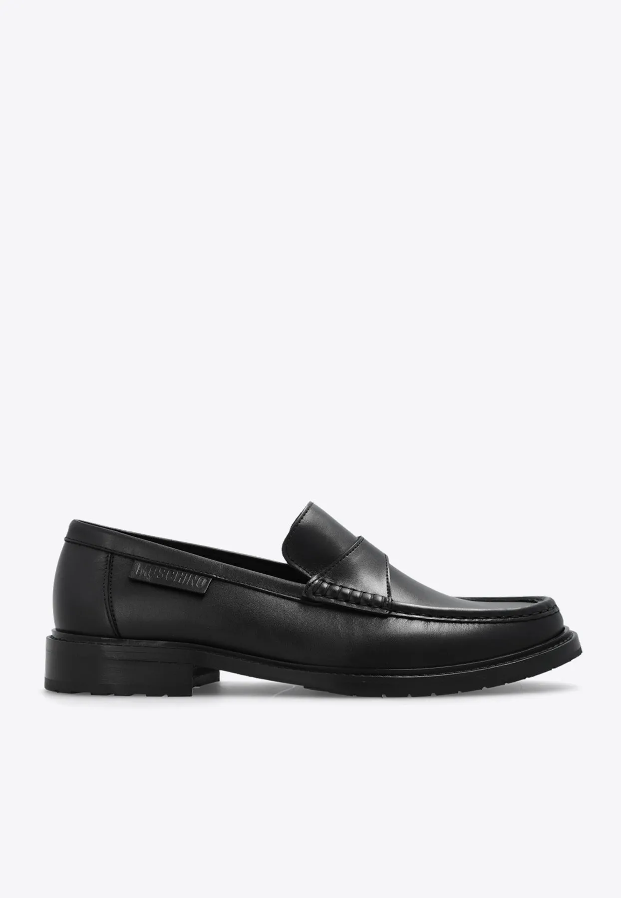 Embossed Logo Leather Loafers