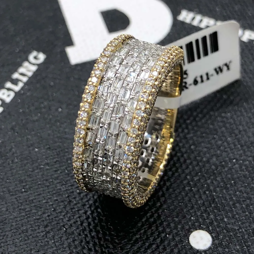 Emerald Cut 4 Row Diamond Ring 3.13cttw 14K Yellow Gold