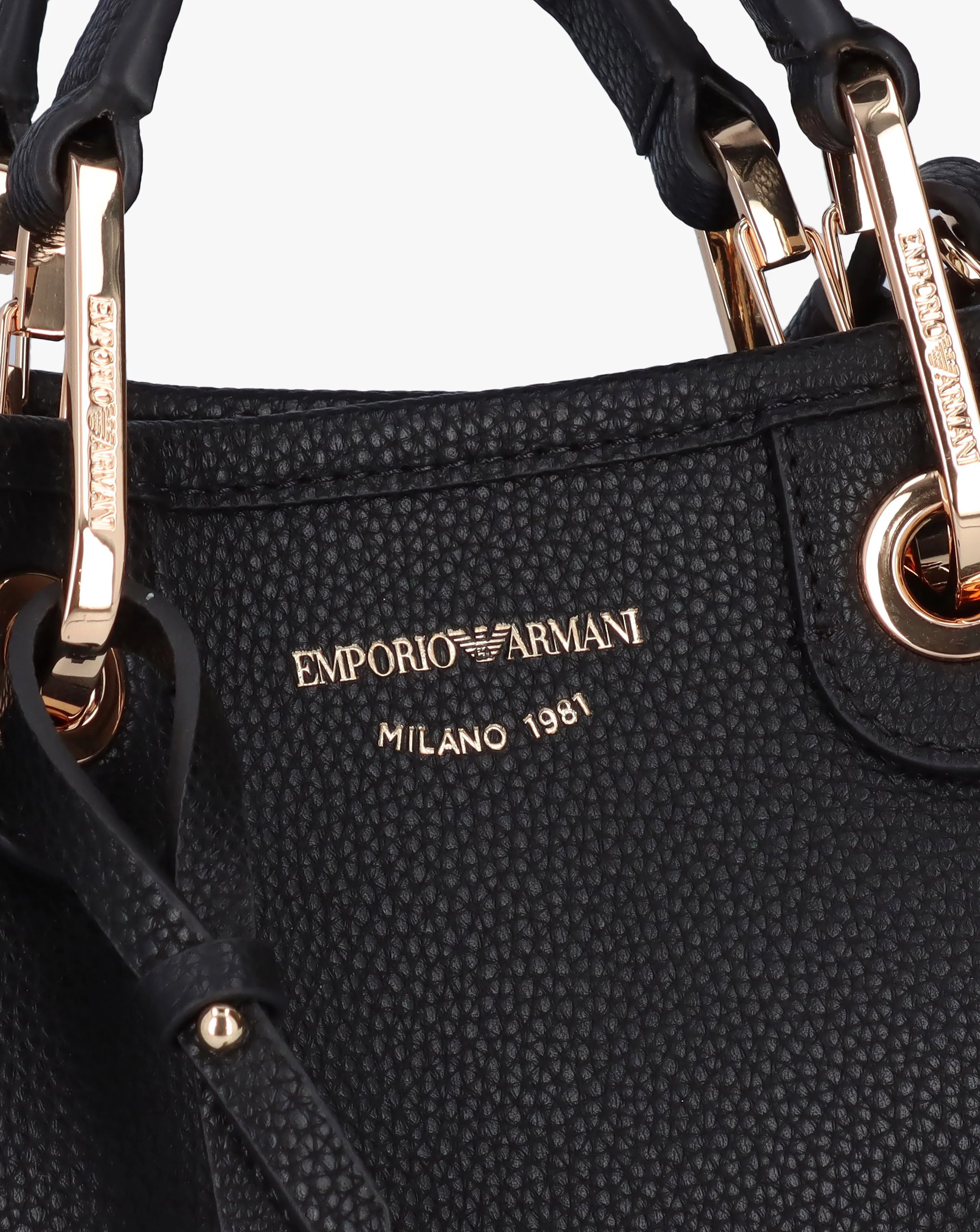 Emporio Armani Black Pebbled Logo Strap Tote Bag | Simply Be