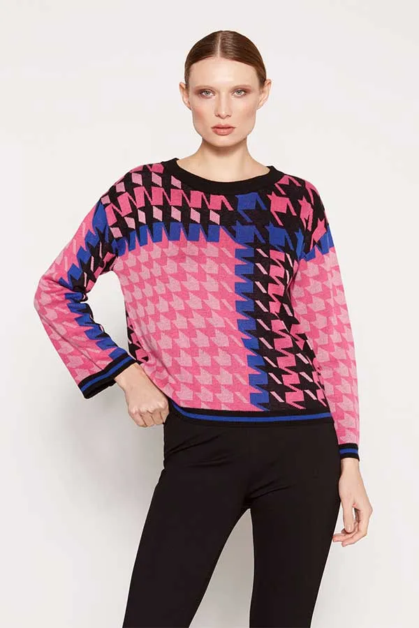 Escorpion MULTICOLORED PINK INTARSIA SWEATER