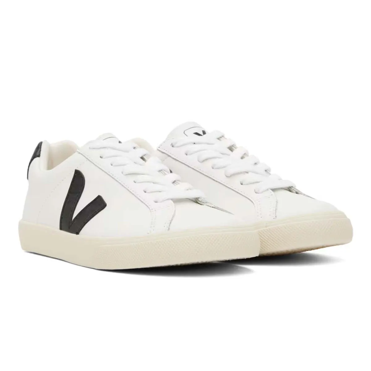 Esplar Chromefree Leather Sneakers - Extra White/Black