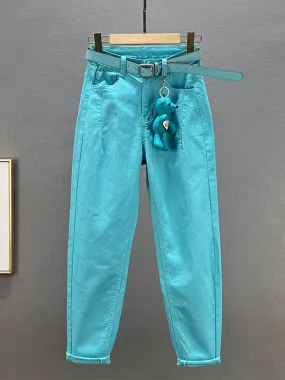 European station denim trousers for women 2024 spring and summer new style high-waisted slimming versatile loose cotton stretch 