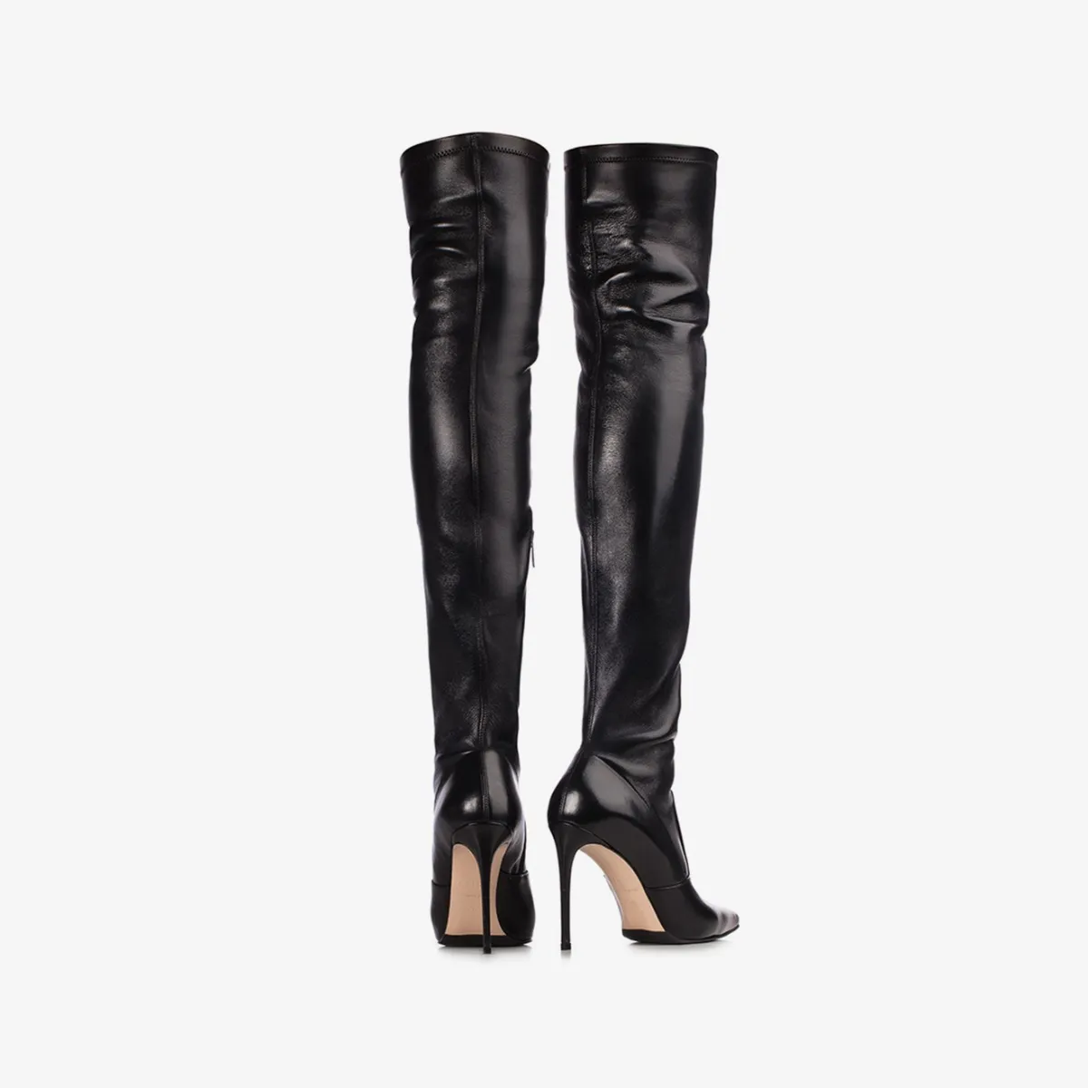 EVA THIGH-HIGH BOOT 100 mm Black nappa leather over-the-knee boot