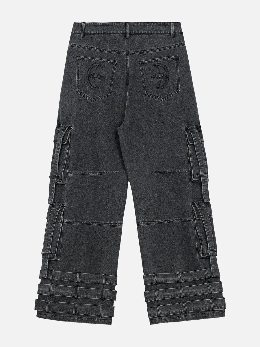 [Eye Of Moon] NEV Multi Pocket Washed Jeans