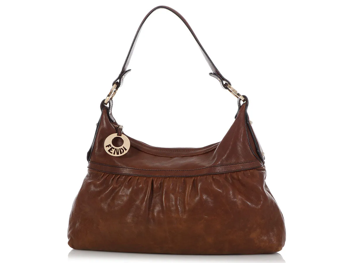 Fendi Brown Leather Chef Bag