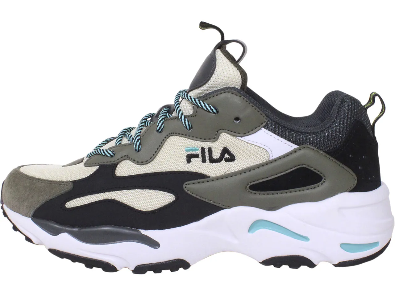 Fila Men's Ray Tracer Sneakers Turtledove/Black/Blue Turquoise Sz: 12