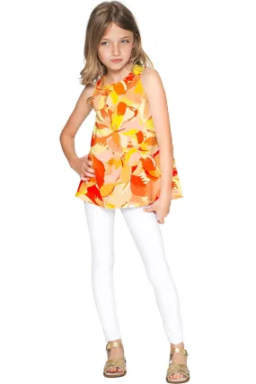 Flaming Hibiscus Emily Yellow Summer Sleeveless Top - Girls