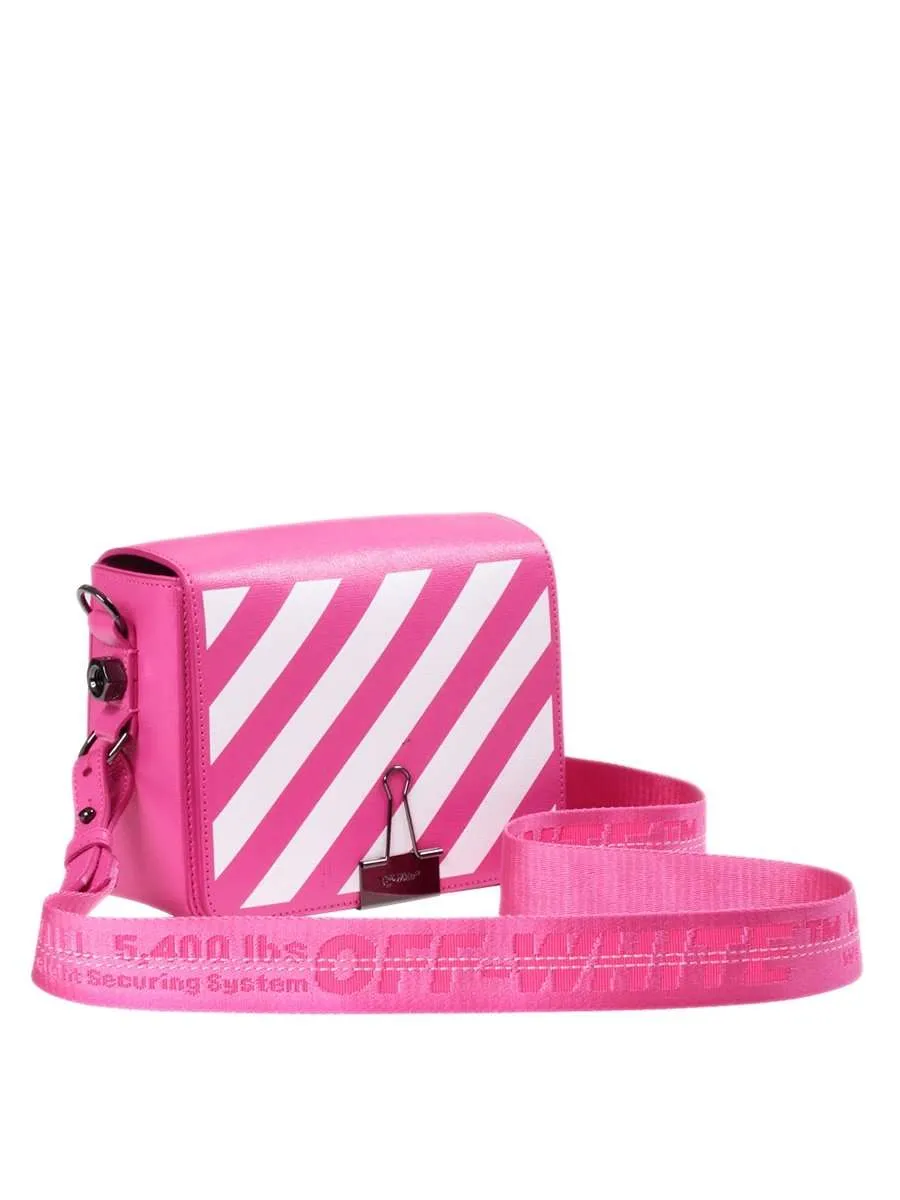 Flap Binder Clip Diag Fuchsia Leather Shoulder Bag