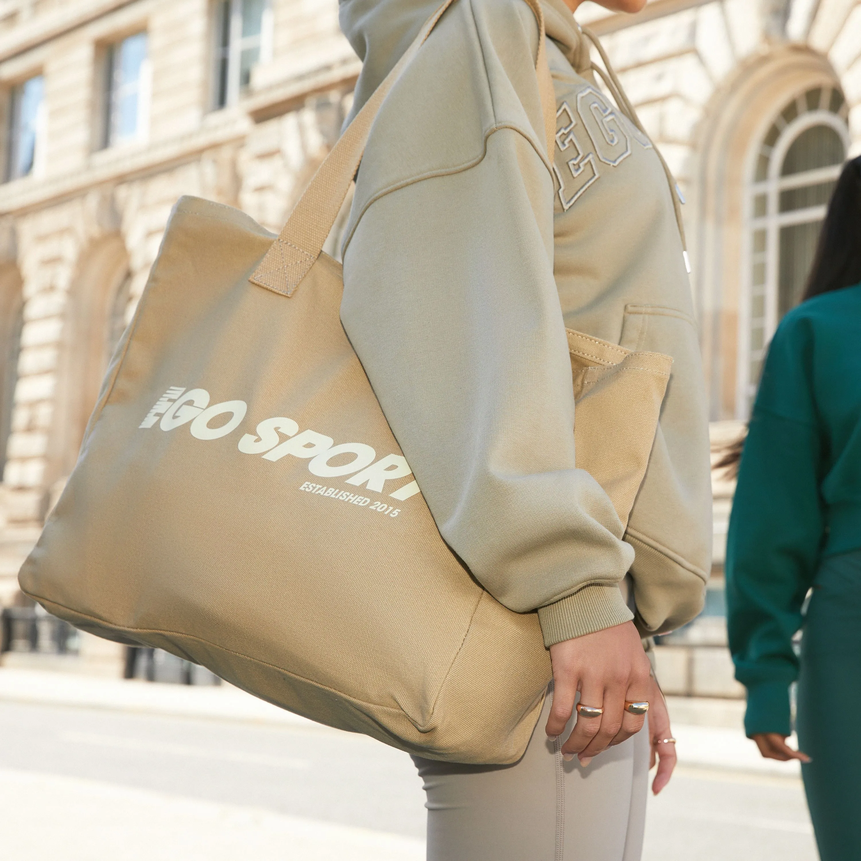 Flash Oversized Ego Sports Slogan Tote Bag In Tan