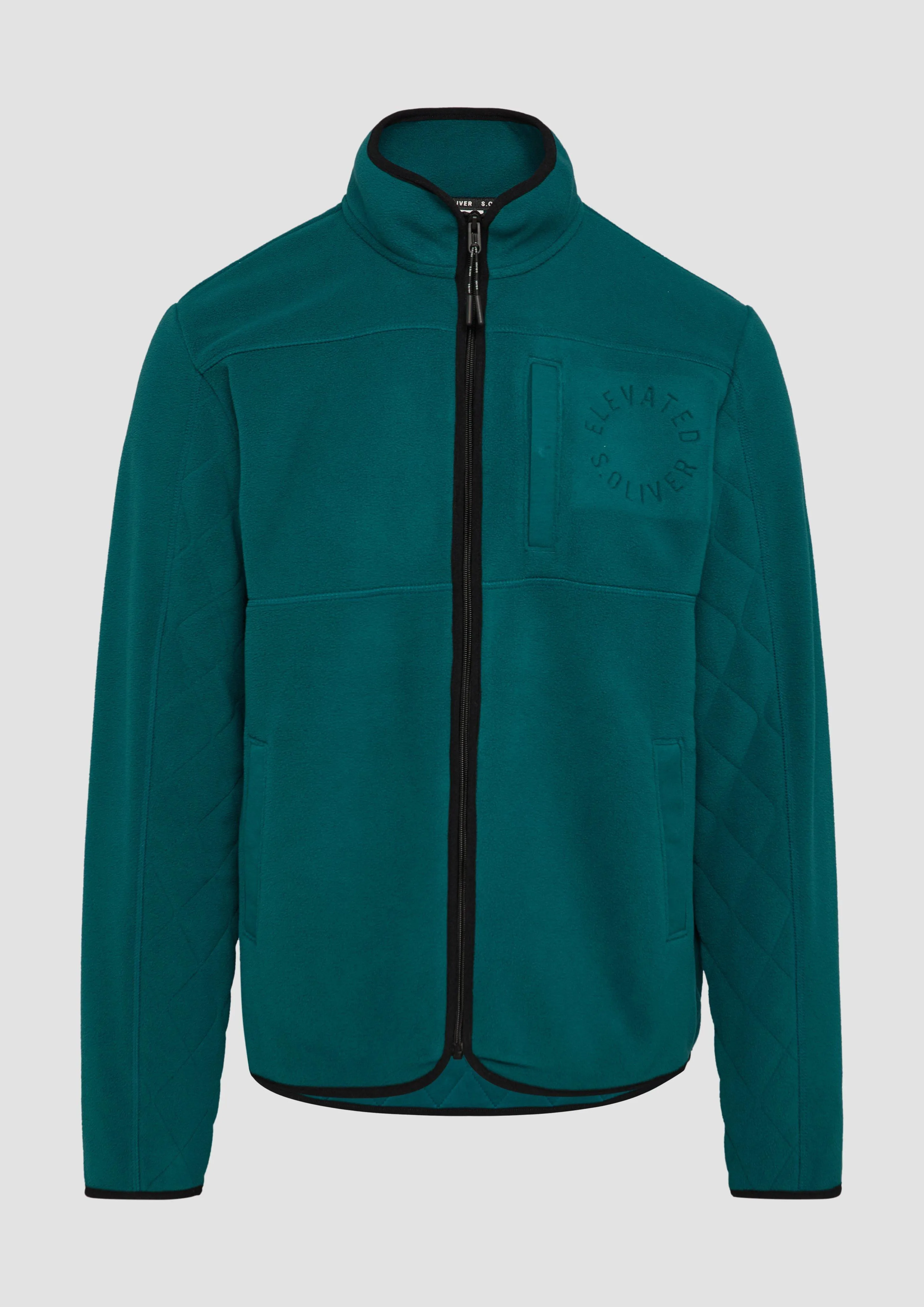 Fleece jacket in a mix of materials with topstitched details