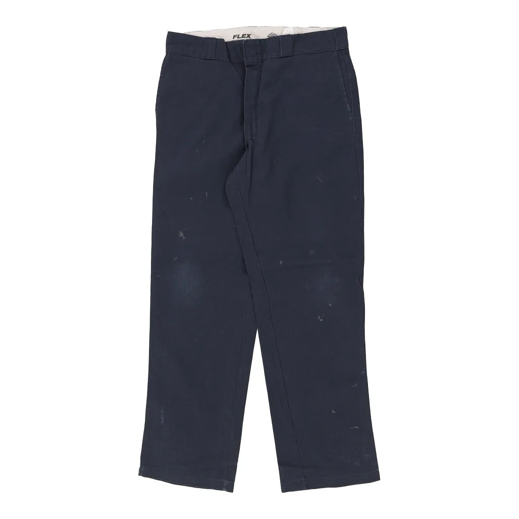 Flex Dickies Trousers - 32W 32L Navy Cotton Blend
