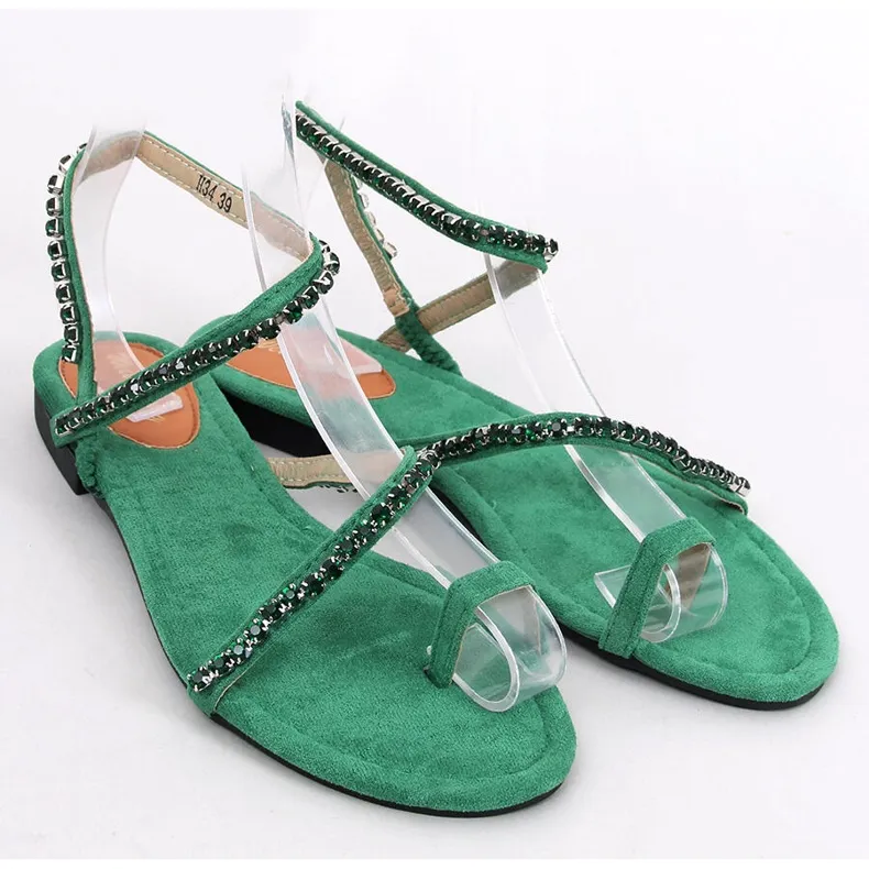 Flip-flop sandals with Ayless Green zircons