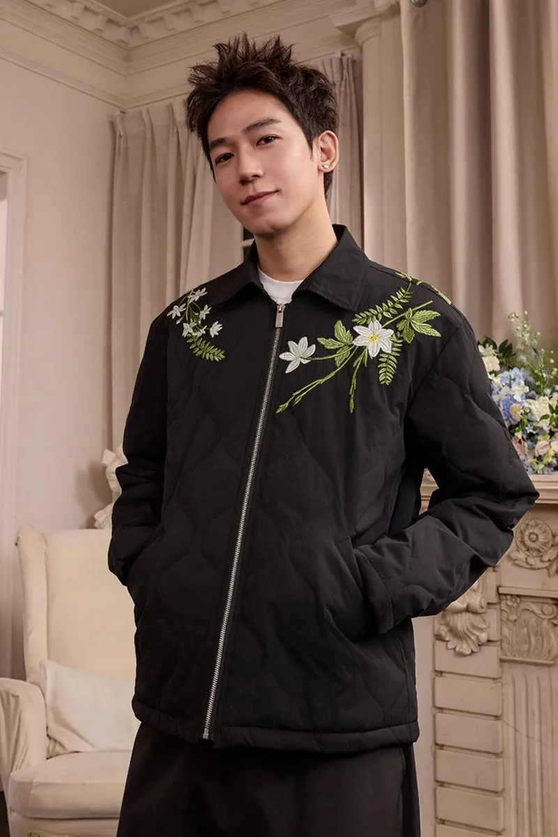 Floral Quilted Embroidery Graphene Jacket