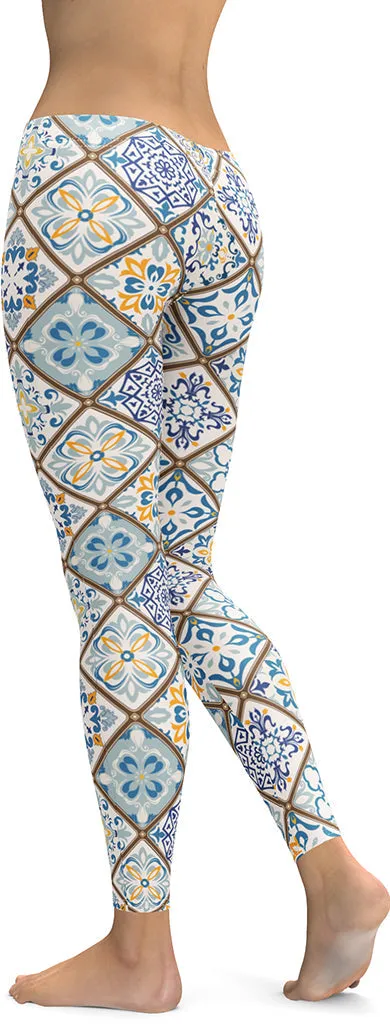 Floral Tile Print Leggings